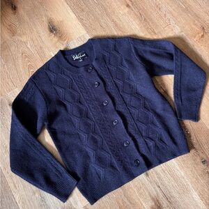 Lesley Evers Navy Emma Button-Front Cable Cardigan Size XS/S